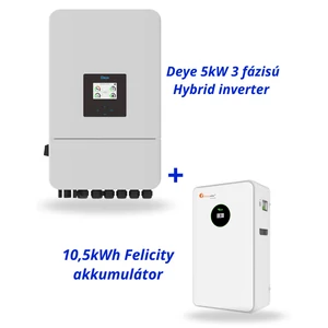 Deye 5kW 3 fázisú Hybrid inverter + 10,5kWh Felicity akkumulátor