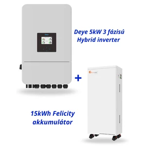 Deye 5kW 3 fázisú Hybrid inverter + 15kWh Felicity akkumulátor