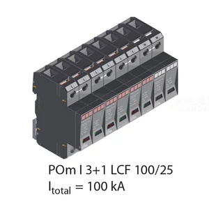 KIWA POm I 3+1 LCF 100/25kA szikraköz+varisztor túlfeszültség levezető T1+T2 (B+C) 81.142