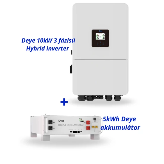 Deye 10kW 3 fázisú Hybrid inverter + 5kWh Deye akkumulátor
