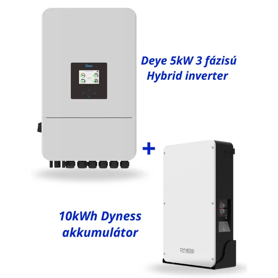 Deye 5kW 3 fázisú Hybrid inverter + 10kWh Dyness akkumulátor