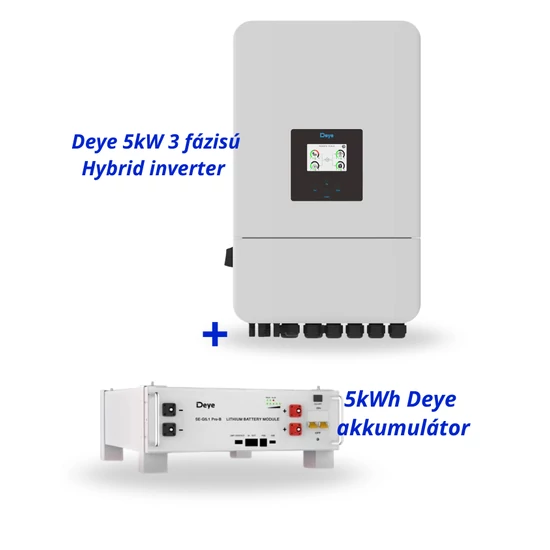Deye 5kW 3 fázisú Hybrid inverter + 5kWh Deye akkumulátor