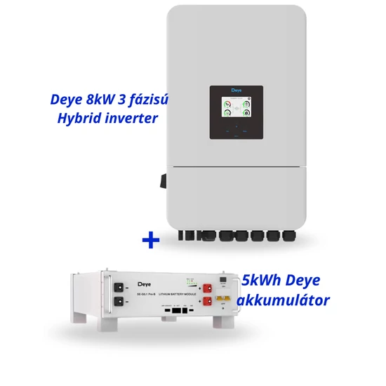 Deye 8kW 3 fázisú Hybrid inverter + 5kWh Deye akkumulátor